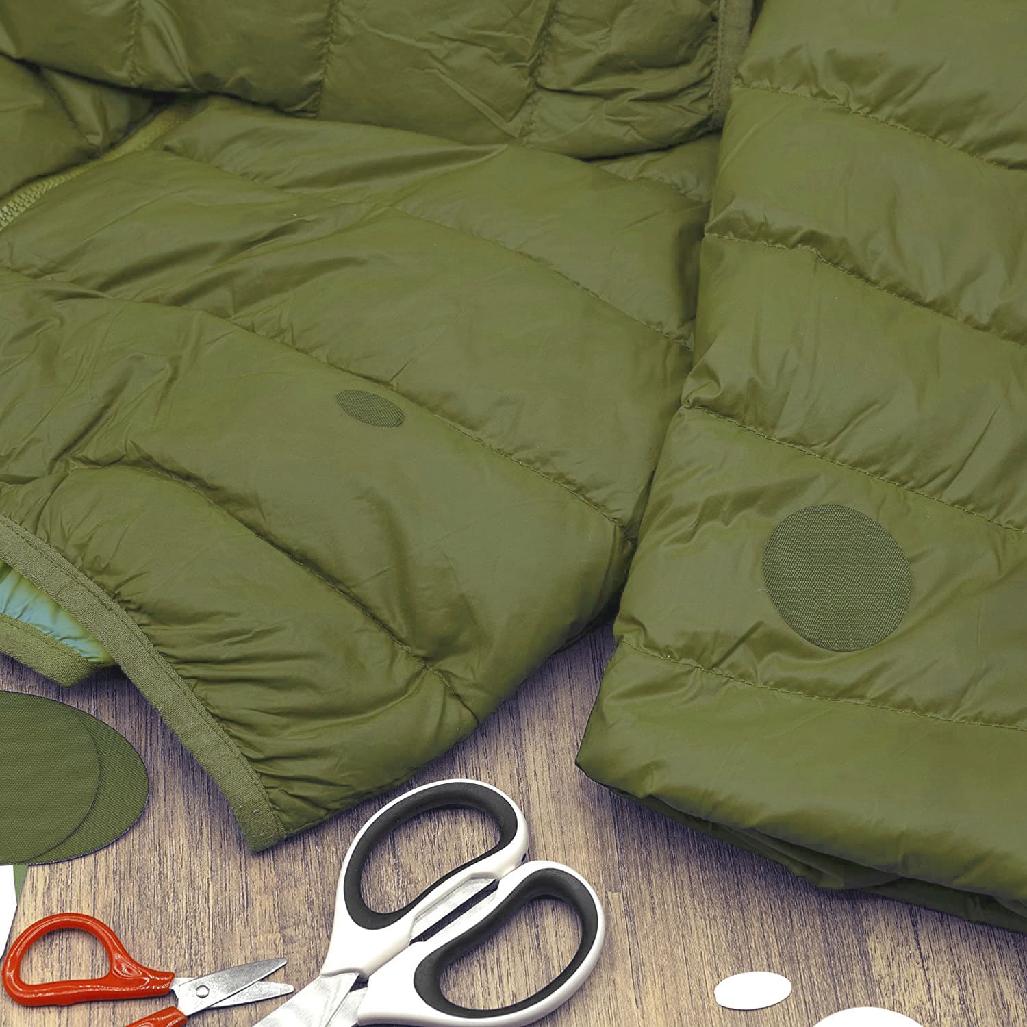 aZengear Olive Down Jacket Repair Patches | Pre-Cut, Self-Adhesive
