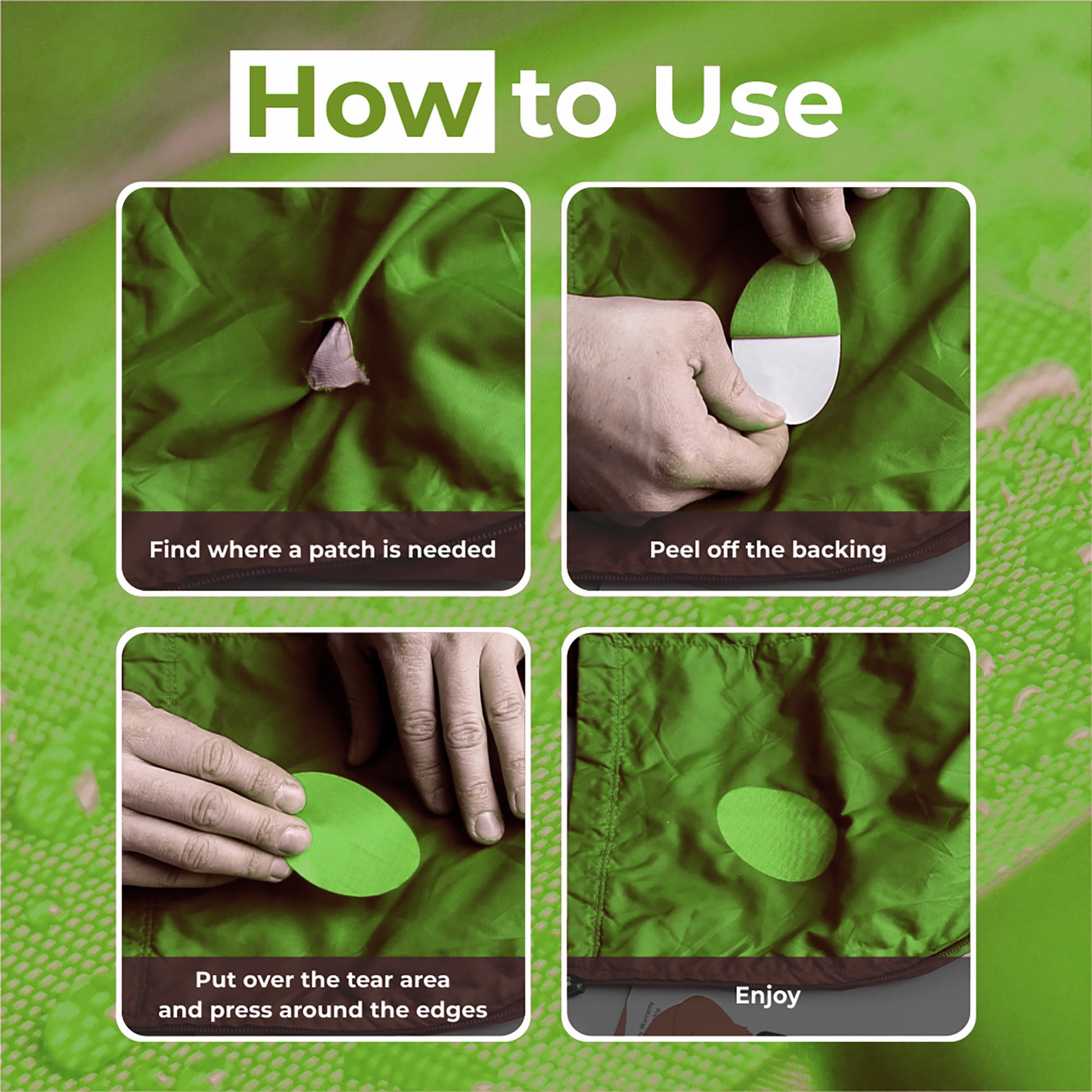 aZengear Neon Green Down Jacket Repair Patches | Pre-Cut, Self-Adhesive, Soft, Waterproof