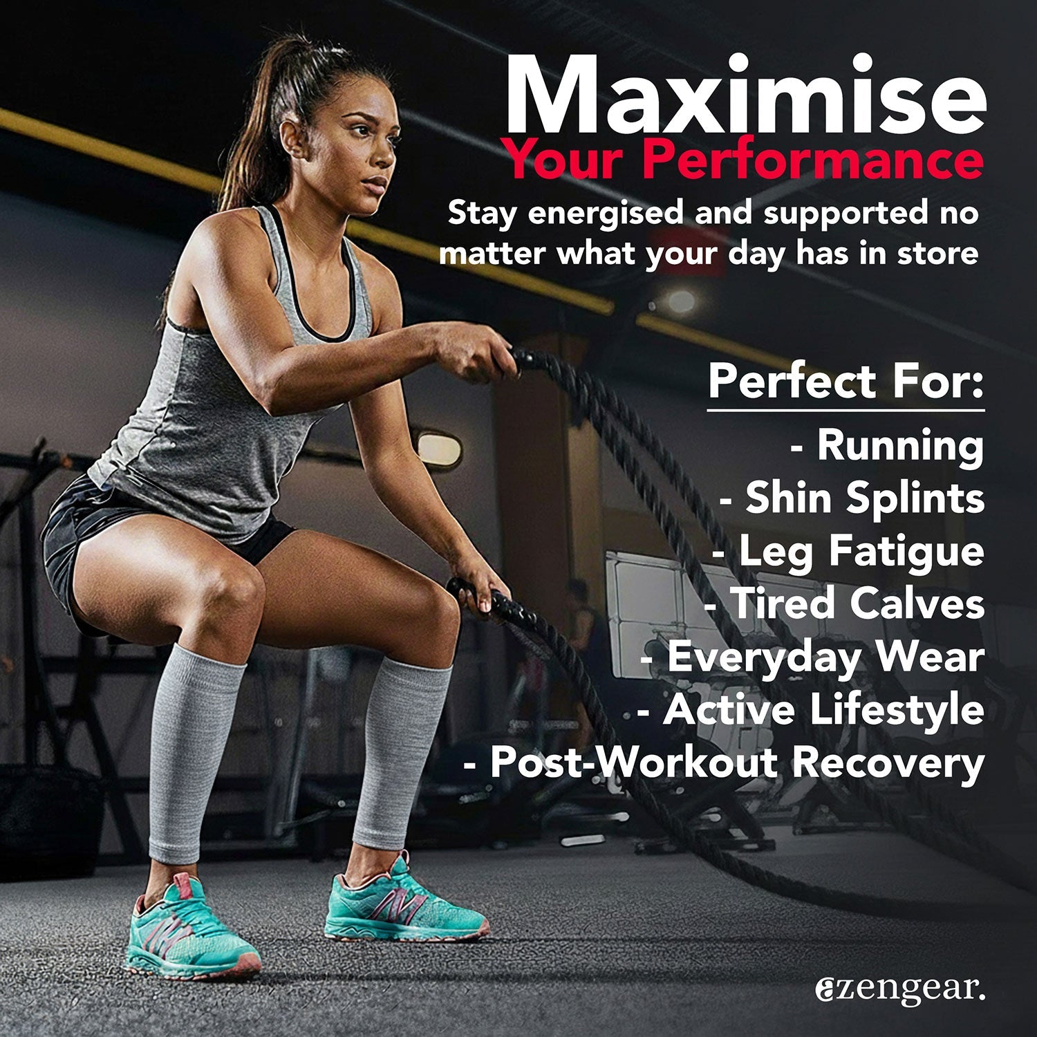 Calf Support Compression Sleeves for Shin Splints (20 - 30 mmHg / Class 2) (Pair) - aZengear (Artdriver Ltd)