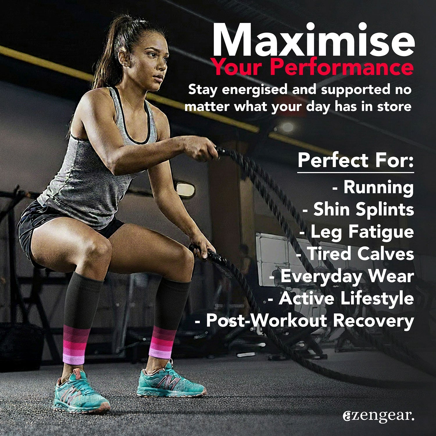 Calf Support Compression Sleeves for Shin Splints (20 - 30 mmHg / Class 2) (Pair) - aZengear (Artdriver Ltd)