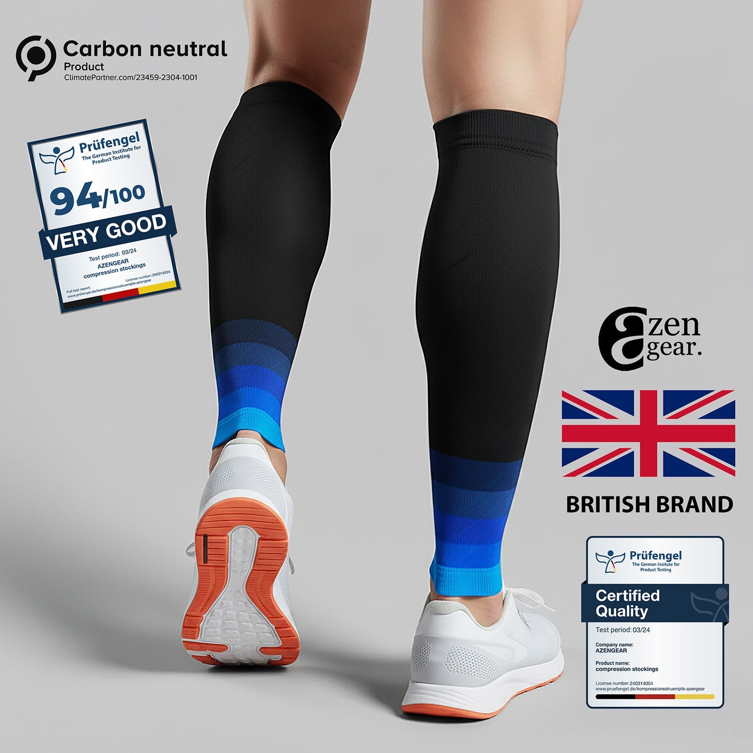 Calf Support Compression Sleeves for Shin Splints (20 - 30 mmHg / Class 2) (Pair) - aZengear (Artdriver Ltd)