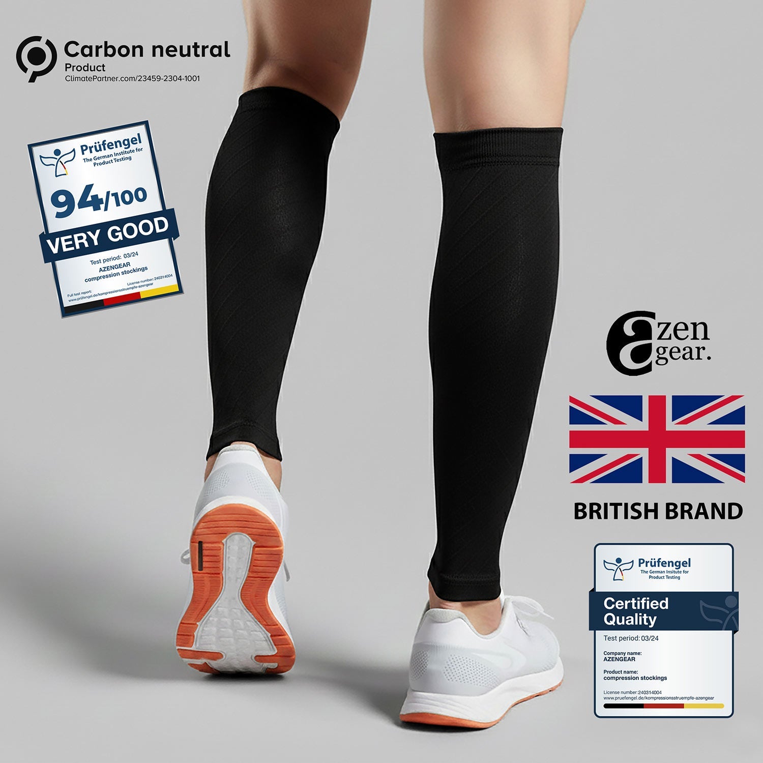 Calf Support Compression Sleeves for Shin Splints (20 - 30 mmHg / Class 2) (Pair) - aZengear (Artdriver Ltd)