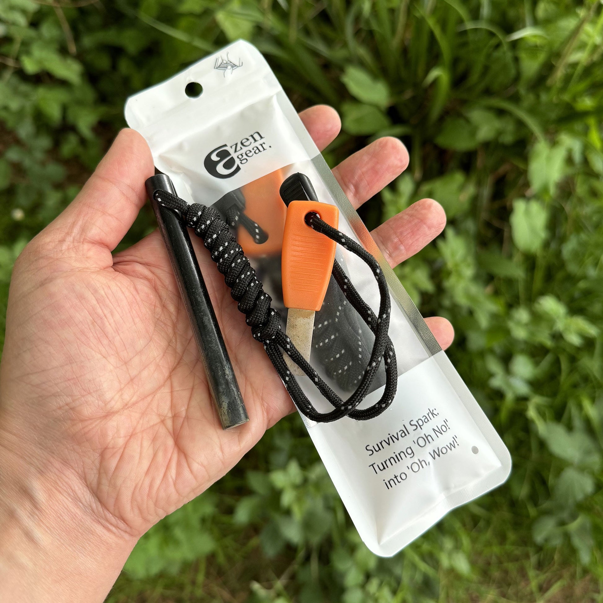 Camping Flint and Steel Fire Starter, Ferro Rod, HSS Striker - aZengear