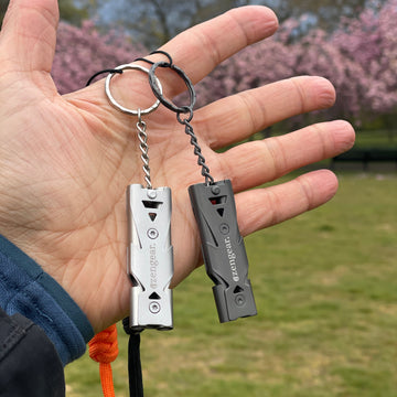 whistle with paracord lanyard and keychain ring