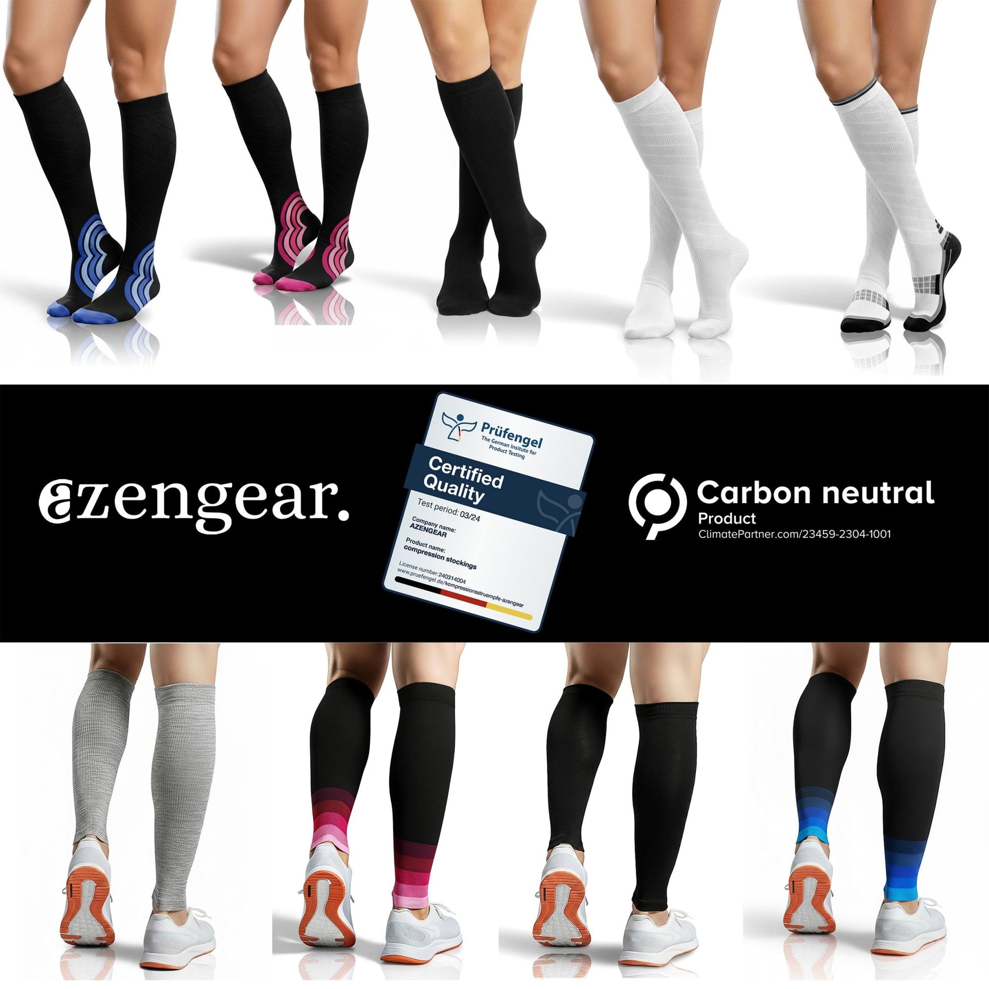 Compression Socks for Men & Women (20 - 30 mmHg) (Pair) - aZengear (Artdriver Ltd)