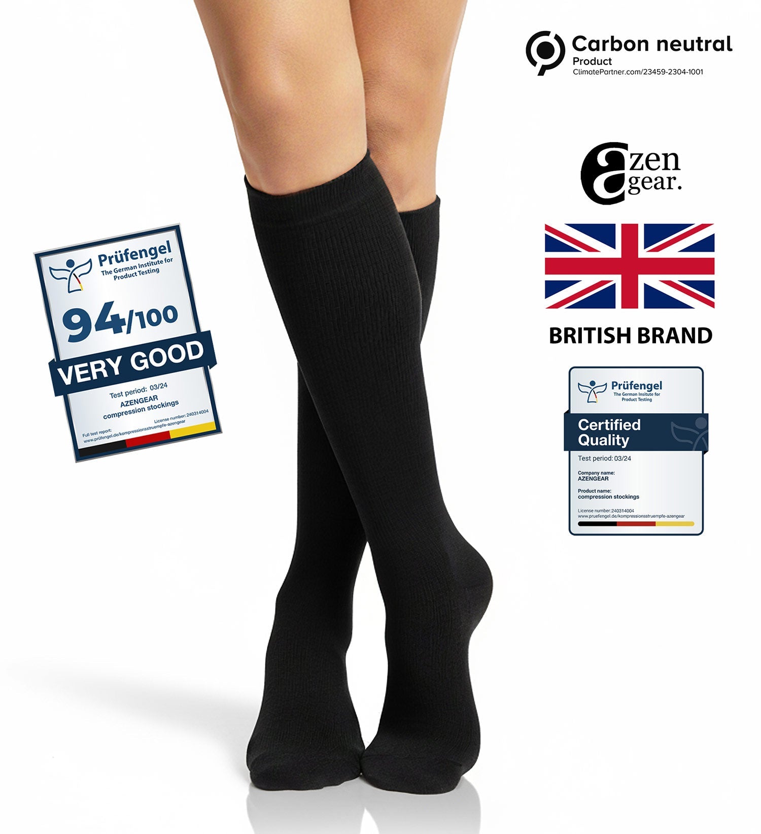 Compression Socks for Men & Women (20 - 30 mmHg) (Pair) - aZengear (Artdriver Ltd)
