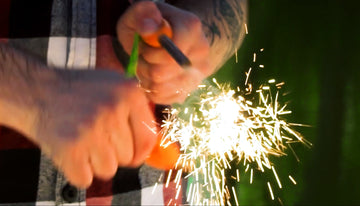 Bushcraft camping outdoor fire starting kit with sparks from flint and steel