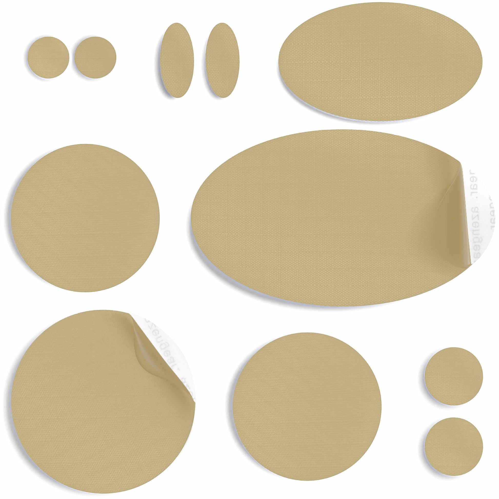 Beige Puffer Jacket Repair Patches | Waterproof, Pre-Cut, Self-Adhesive, Tear-Resistant (11 Pieces)