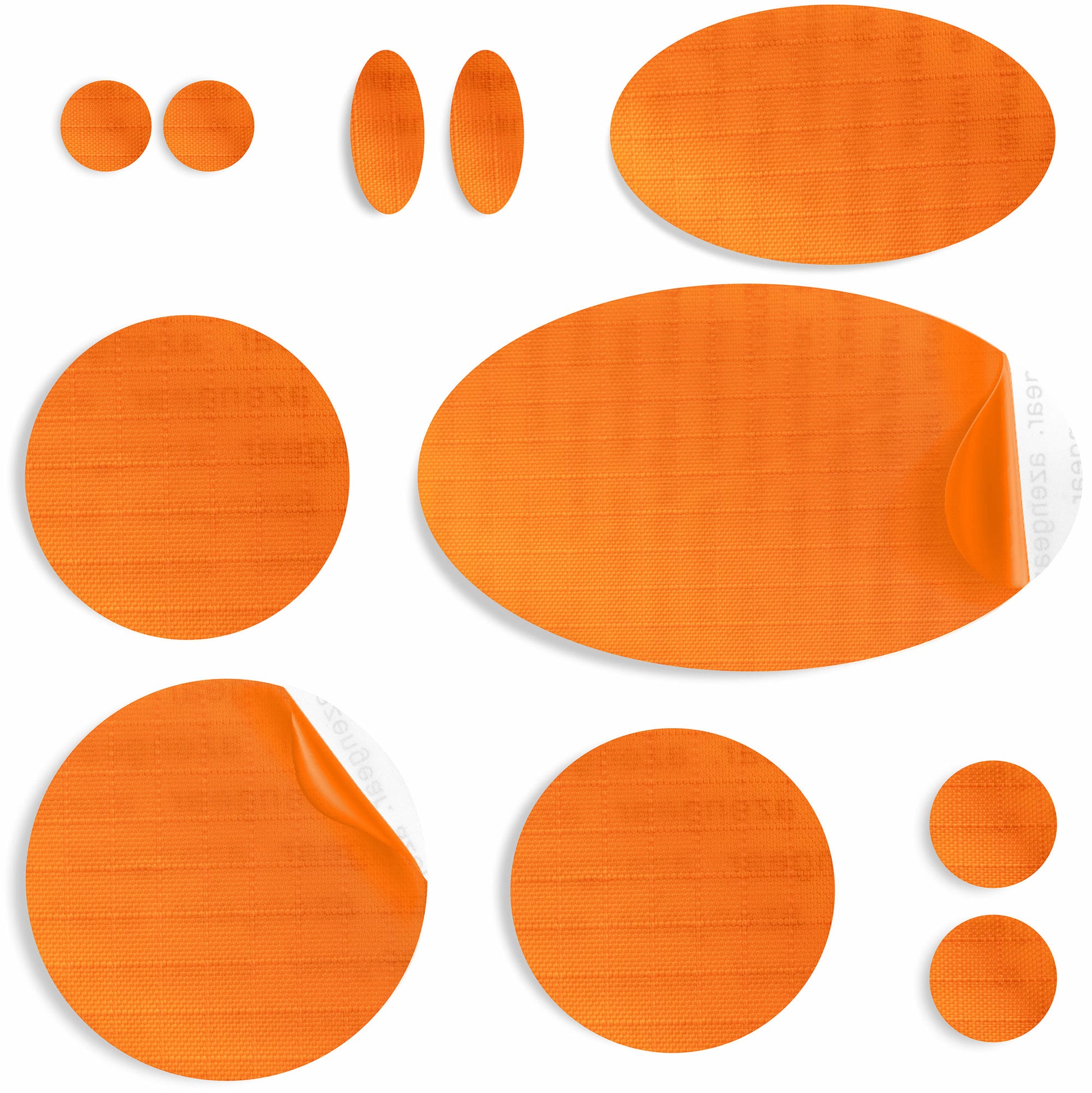 Orange Puffer Jacket Repair Patches | Waterproof, Pre-Cut, Self-Adhesive, Tear-Resistant (11 Pieces)