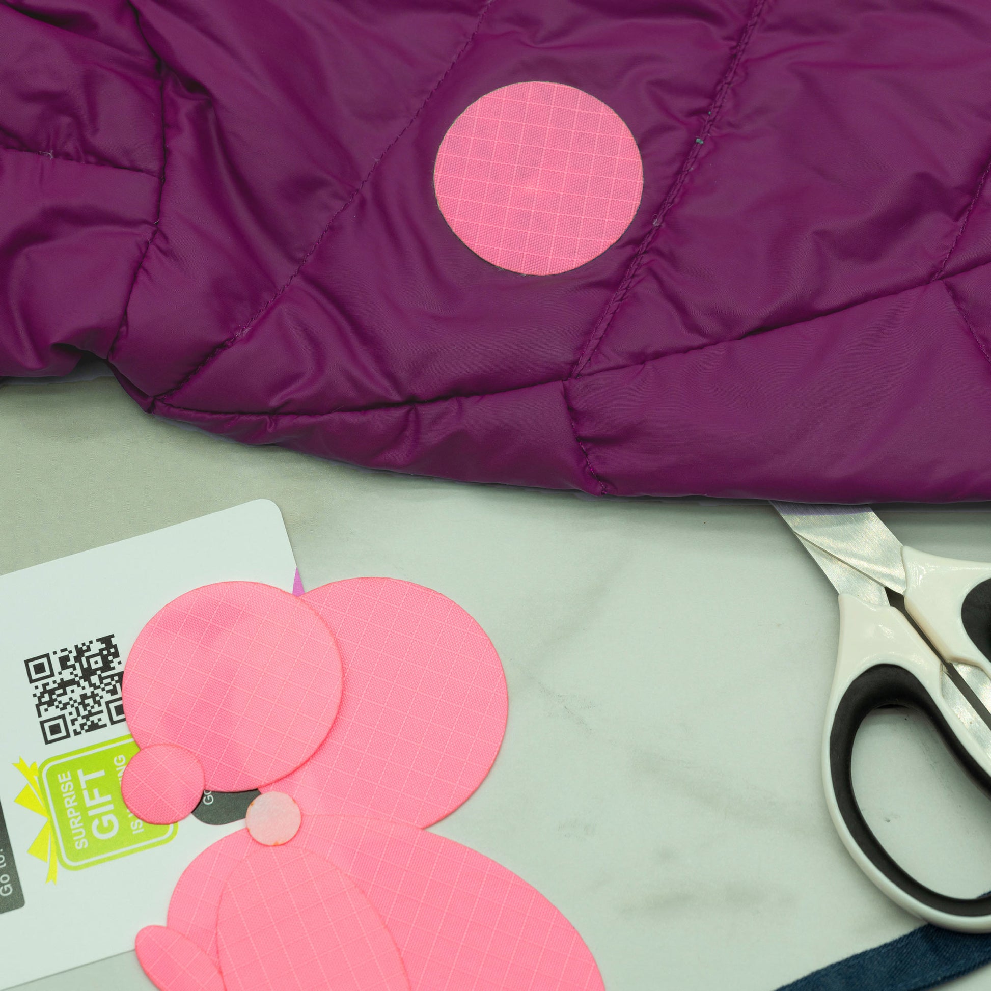 Pink Tent Puffer Jacket Repair Patches | Waterproof, Pre-Cut, Self-Adhesive, Tear-Resistant (11 Pieces)