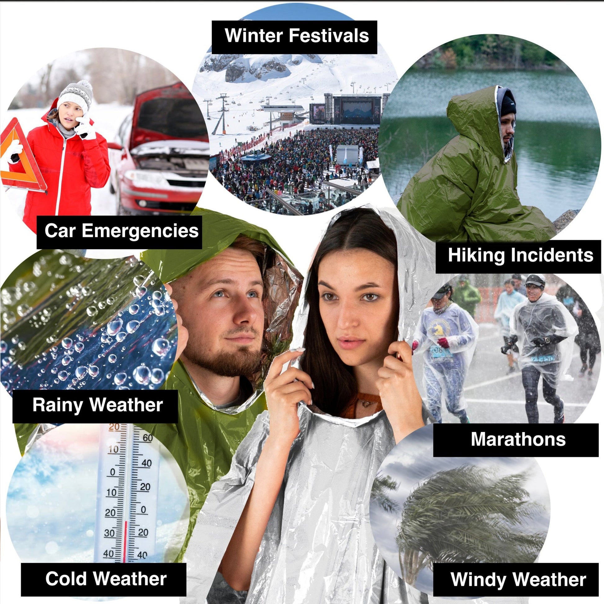 Reversible Emergency Survival Foil Poncho (4pc) - aZengear (Artdriver Ltd)