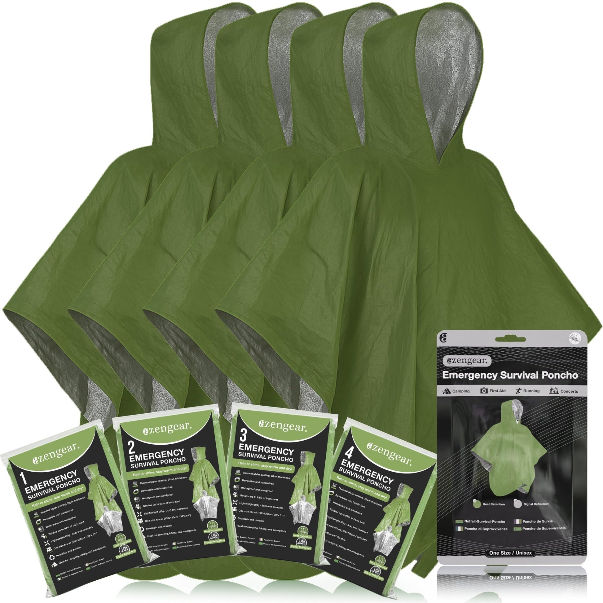 Reversible Emergency Survival Foil Poncho (4pc) - aZengear (Artdriver Ltd)