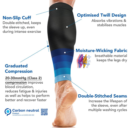 Calf Support Compression Sleeves for Shin Splints (20-30 mmHg / Class 2) (Pair)