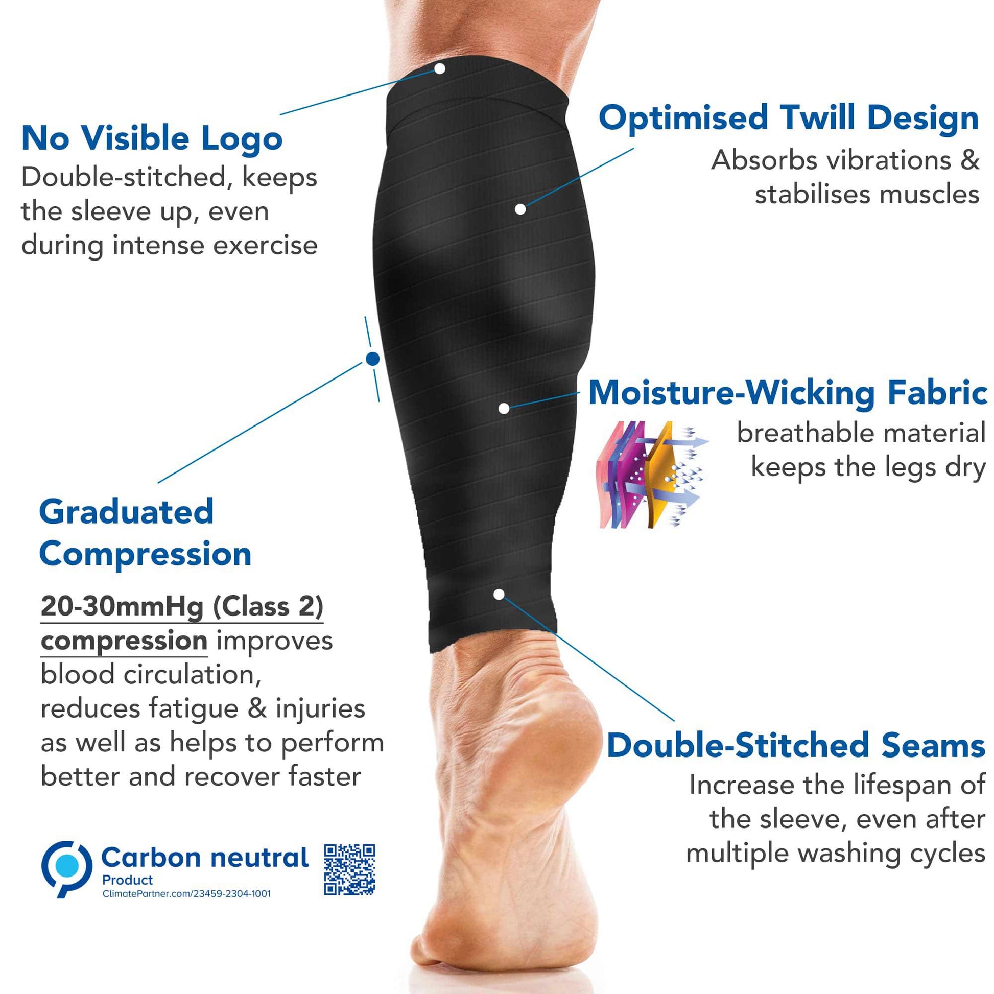 Calf Support Compression Sleeves for Shin Splints (20-30 mmHg / Class 2) (Pair) - aZengear
