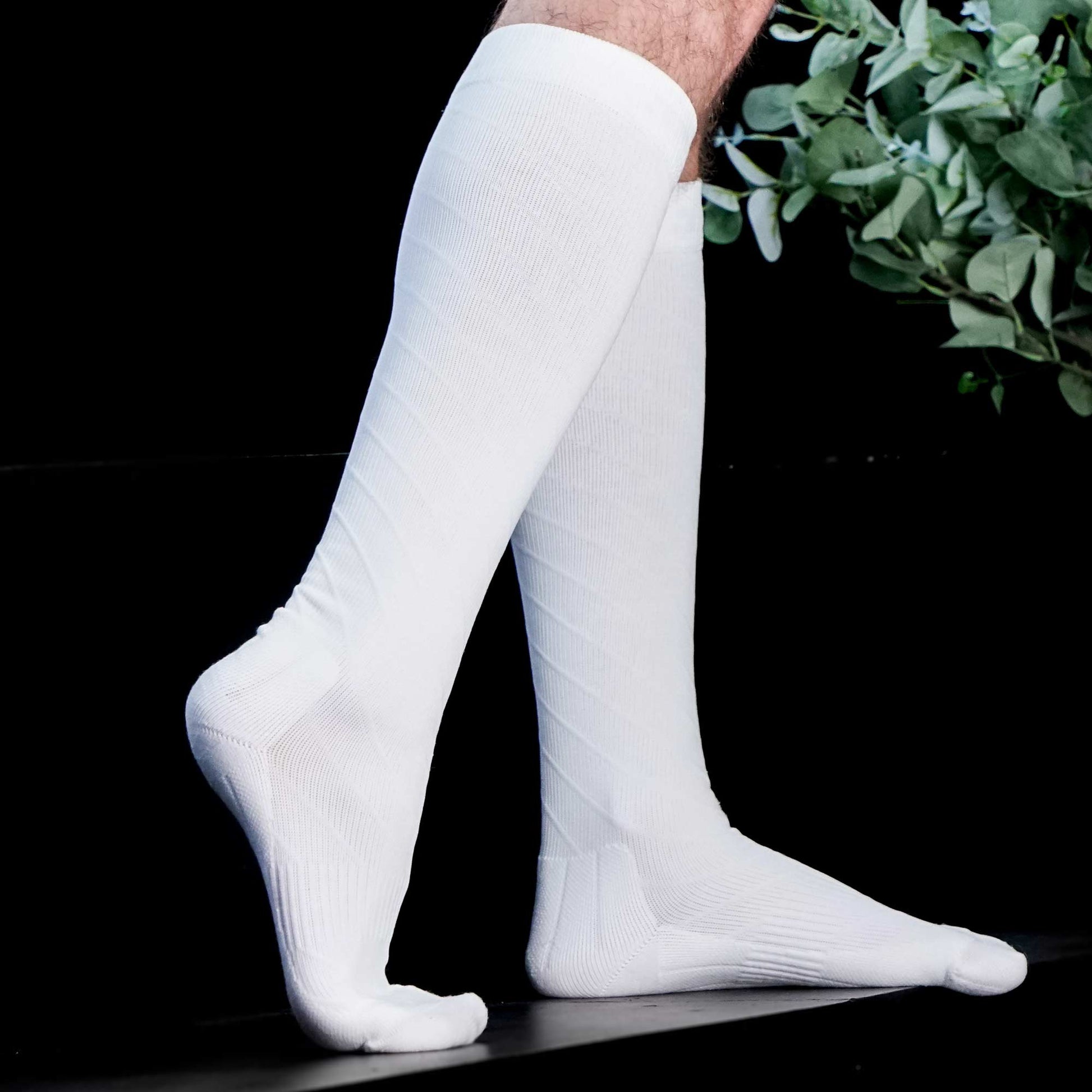 Compression Socks for Men & Women (20-30 mmHg) (Black/White, Pair) - aZengear