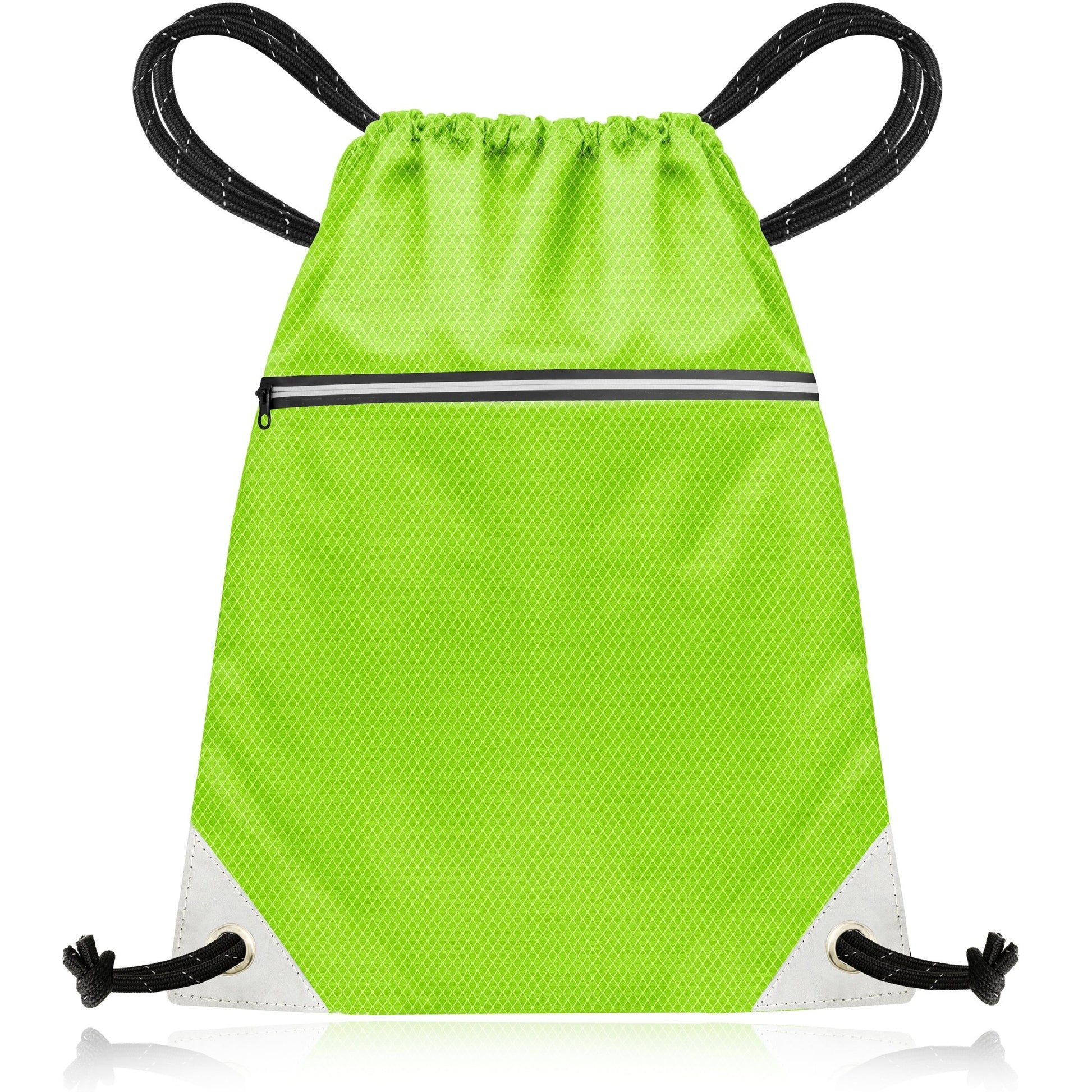 Drawstring Gym Bag from Waterproof Recycled Polyester - Rucksack for Sport, PE, Swim, Beach, Yoga, Travel (Neon Green) - aZengear