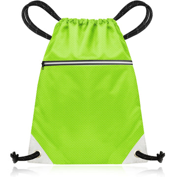 Drawstring Gym Bag from Waterproof Recycled Polyester - Rucksack for Sport, PE, Swim, Beach, Yoga, Travel (Neon Green) - aZengear