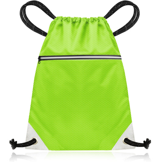Drawstring Gym Bag from Waterproof Recycled Polyester - Rucksack for Sport, PE, Swim, Beach, Yoga, Travel (Neon Green) - aZengear