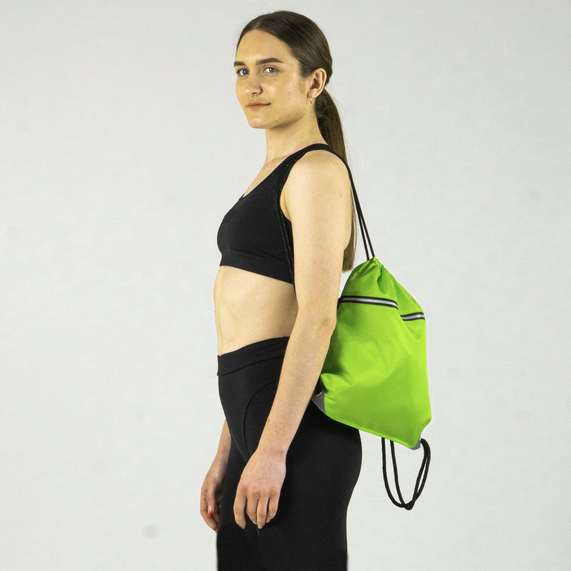 Drawstring Gym Bag from Waterproof Recycled Polyester - Rucksack for Sport, PE, Swim, Beach, Yoga, Travel (Neon Green) - aZengear