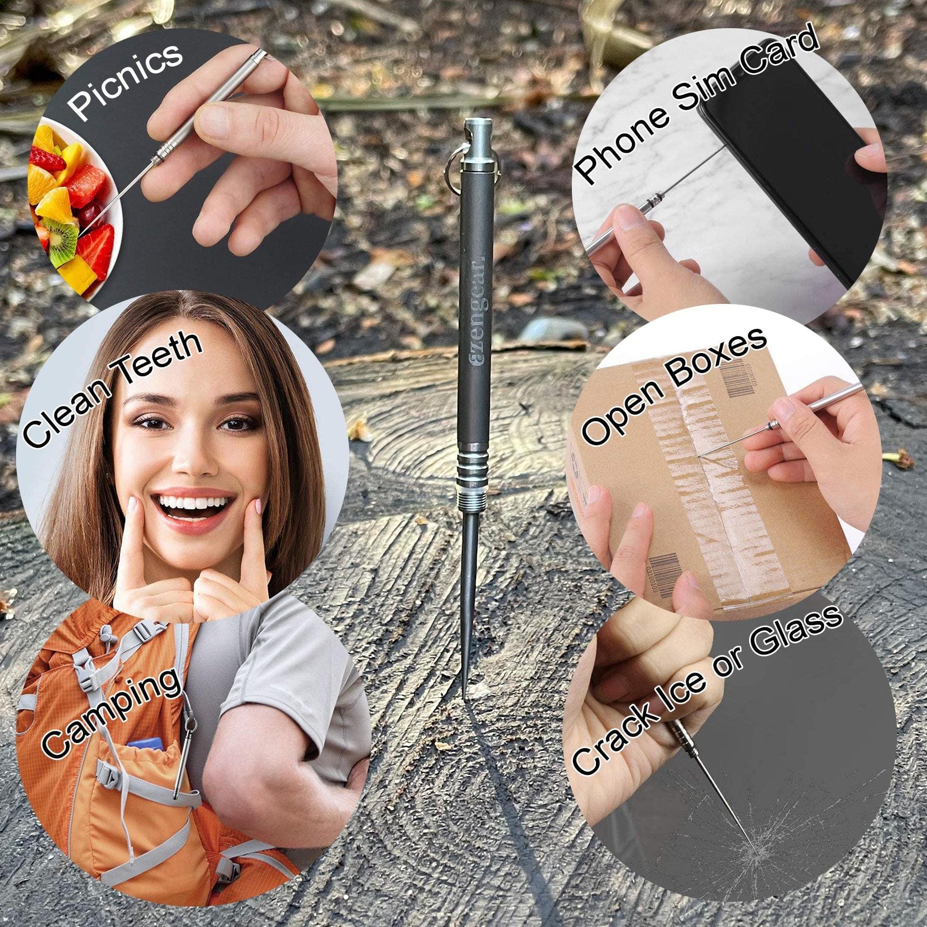 Titanium Toothpick With a Keyring - aZengear