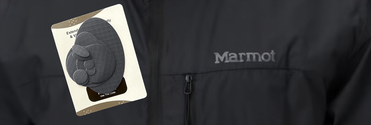 Marmot jacket repaired with azengear patches