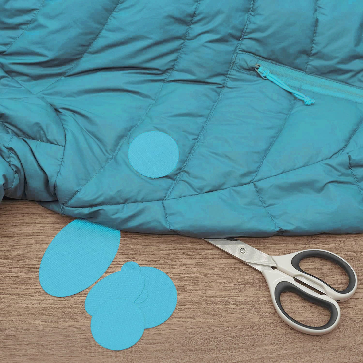 aZengear Turquoise Down Jacket Repair Patches | Pre-Cut, Self-Adhesive, Soft, Waterproof