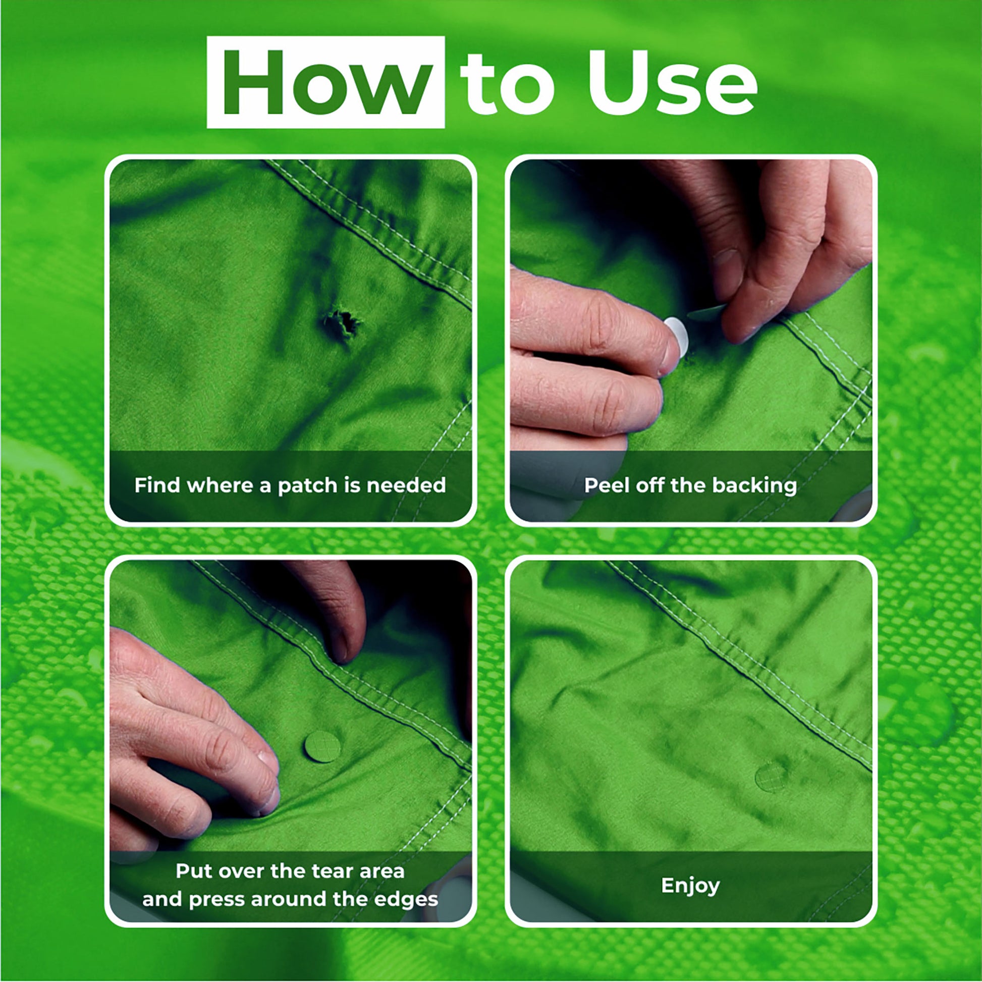 aZengear Cool Green Down Jacket Repair Patches | Pre-Cut, Self-Adhesive, Soft, Waterproof