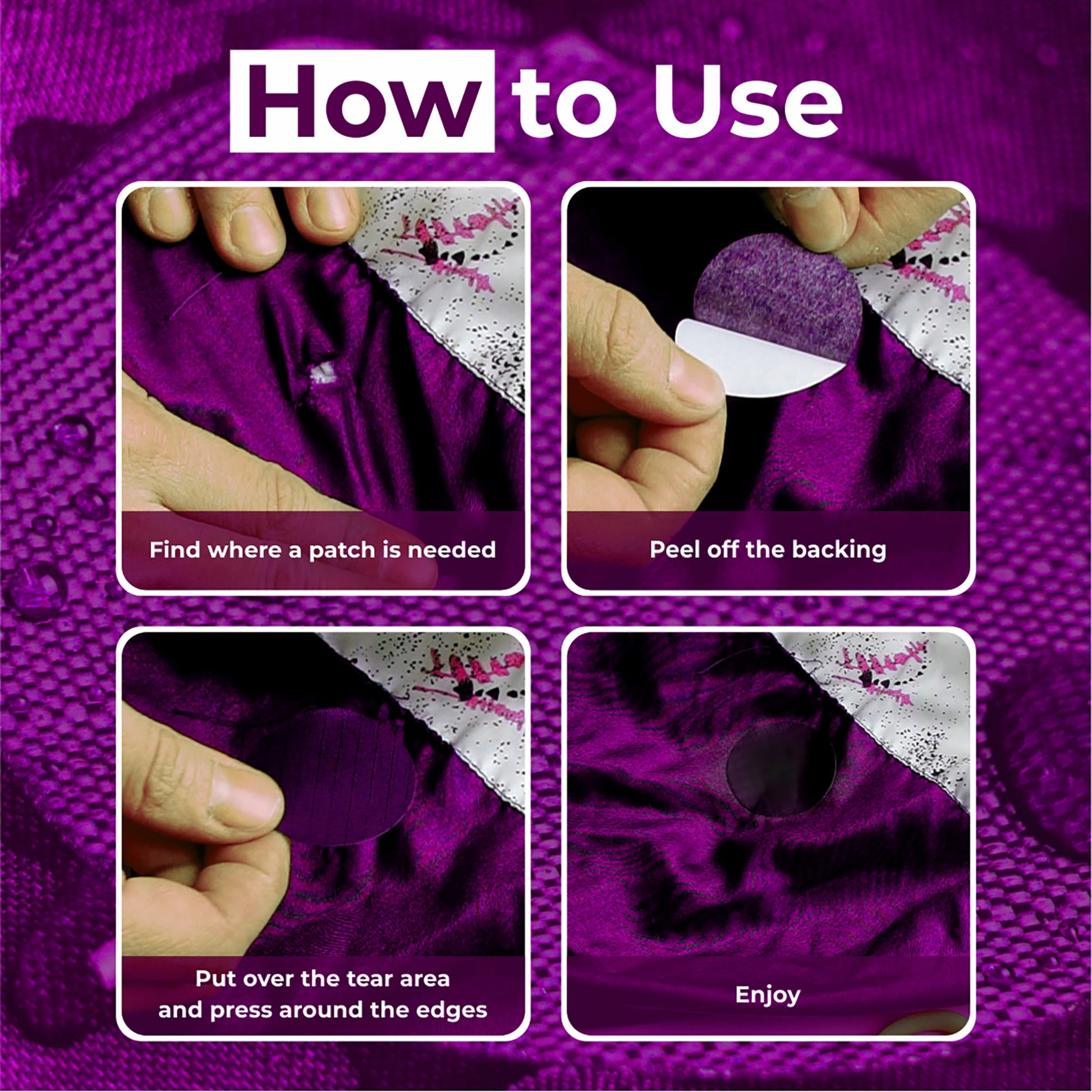 aZengear Dark Purple Down Jacket Repair Patches | Pre-Cut, Self-Adhesive, Soft, Waterproof