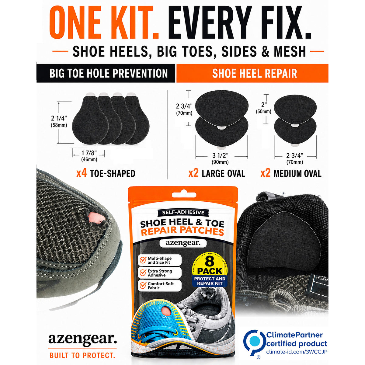 Shoe Heel Repair & Big Toe Hole Preventer Patch Kit
