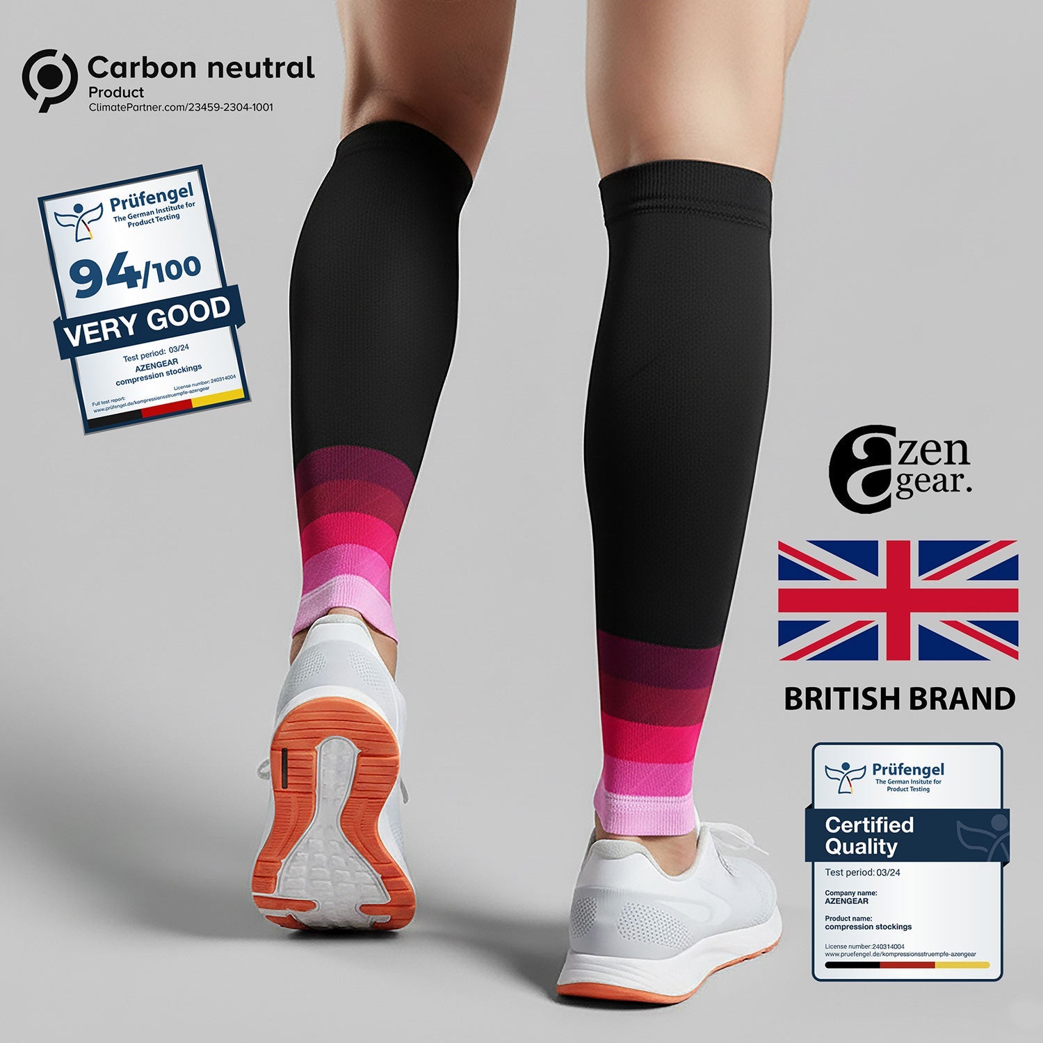 Calf Support Compression Sleeves for Shin Splints (20 - 30 mmHg / Class 2) (Pair) - aZengear (Artdriver Ltd)