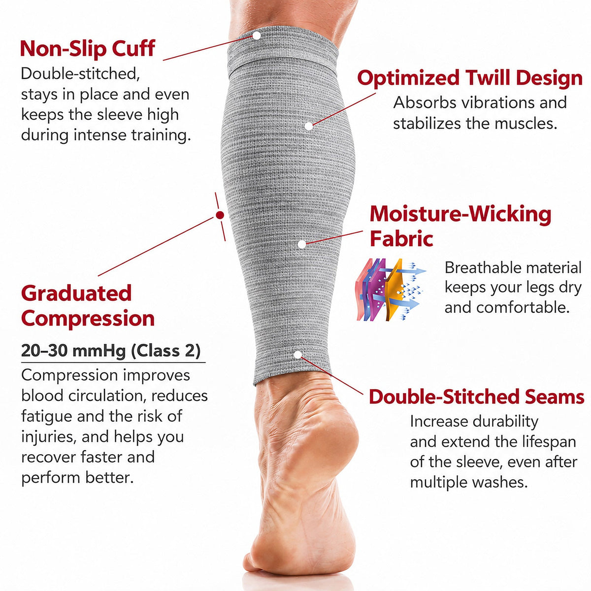 Calf Support Compression Sleeves (Pair) for Women and Men - aZengear
