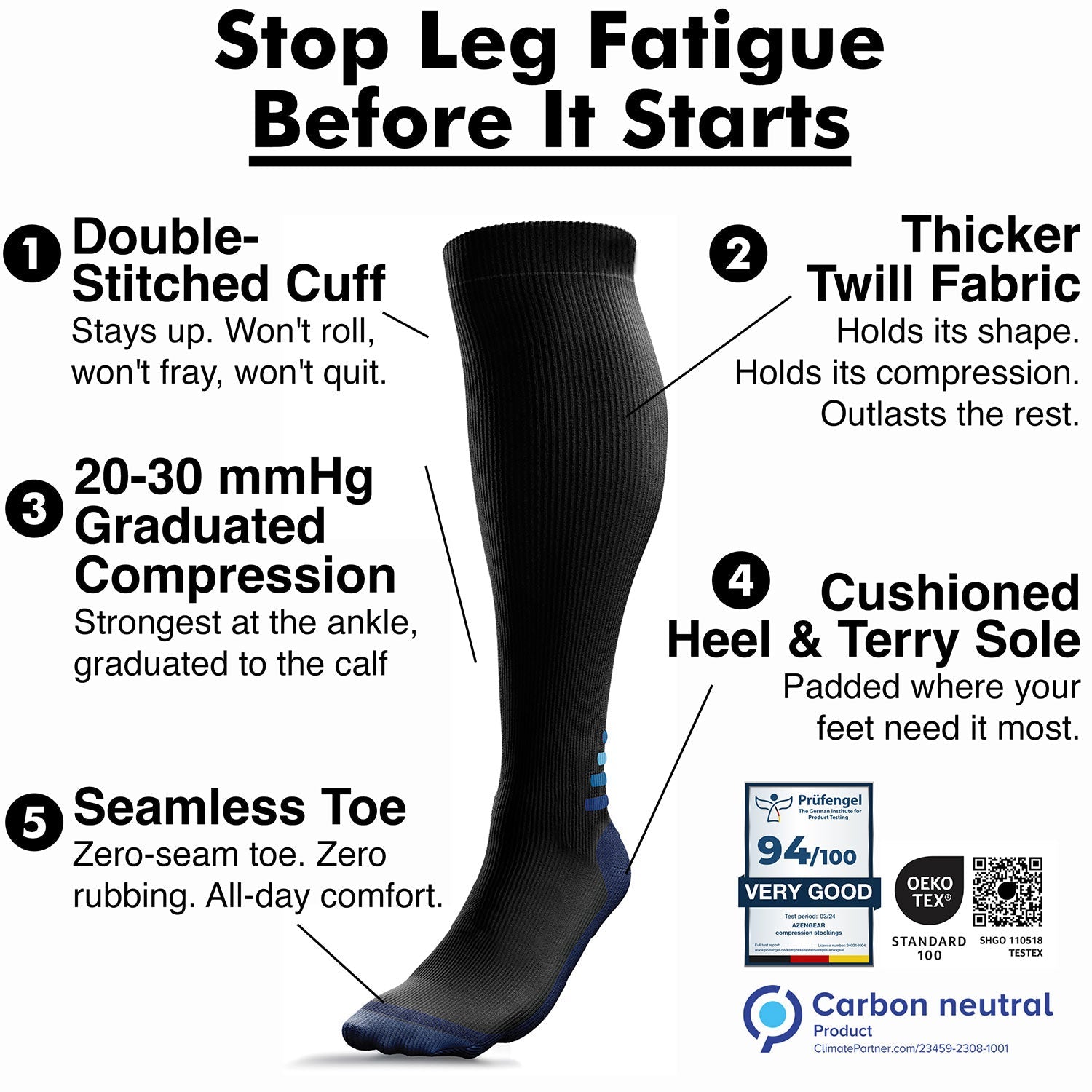 Compression Socks for Women & Men (20 - 30 mmHg)(Multicolour) - aZengear