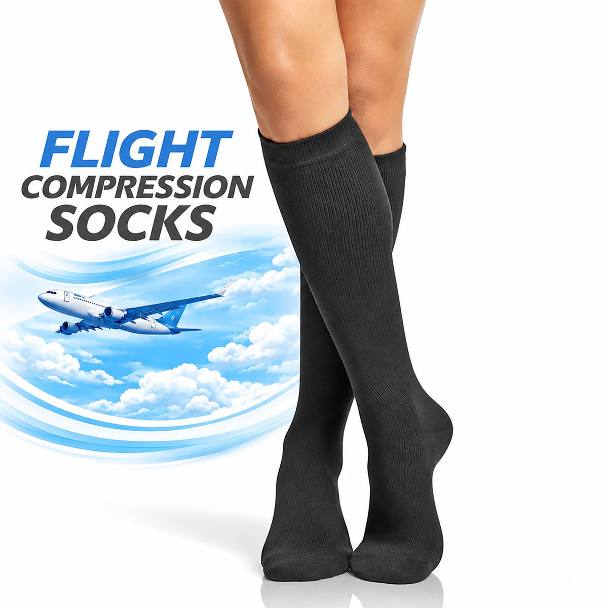Compression Socks for Women & Men, Knee-High Flight Socks - aZengear