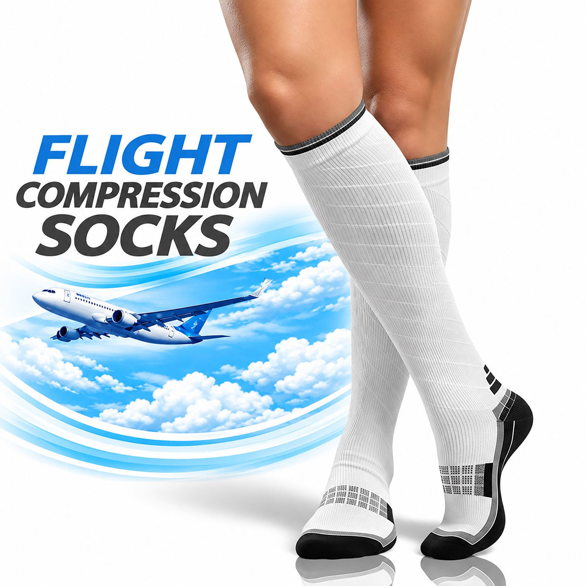 Compression Socks for Women & Men, Knee-High Flight Socks - aZengear