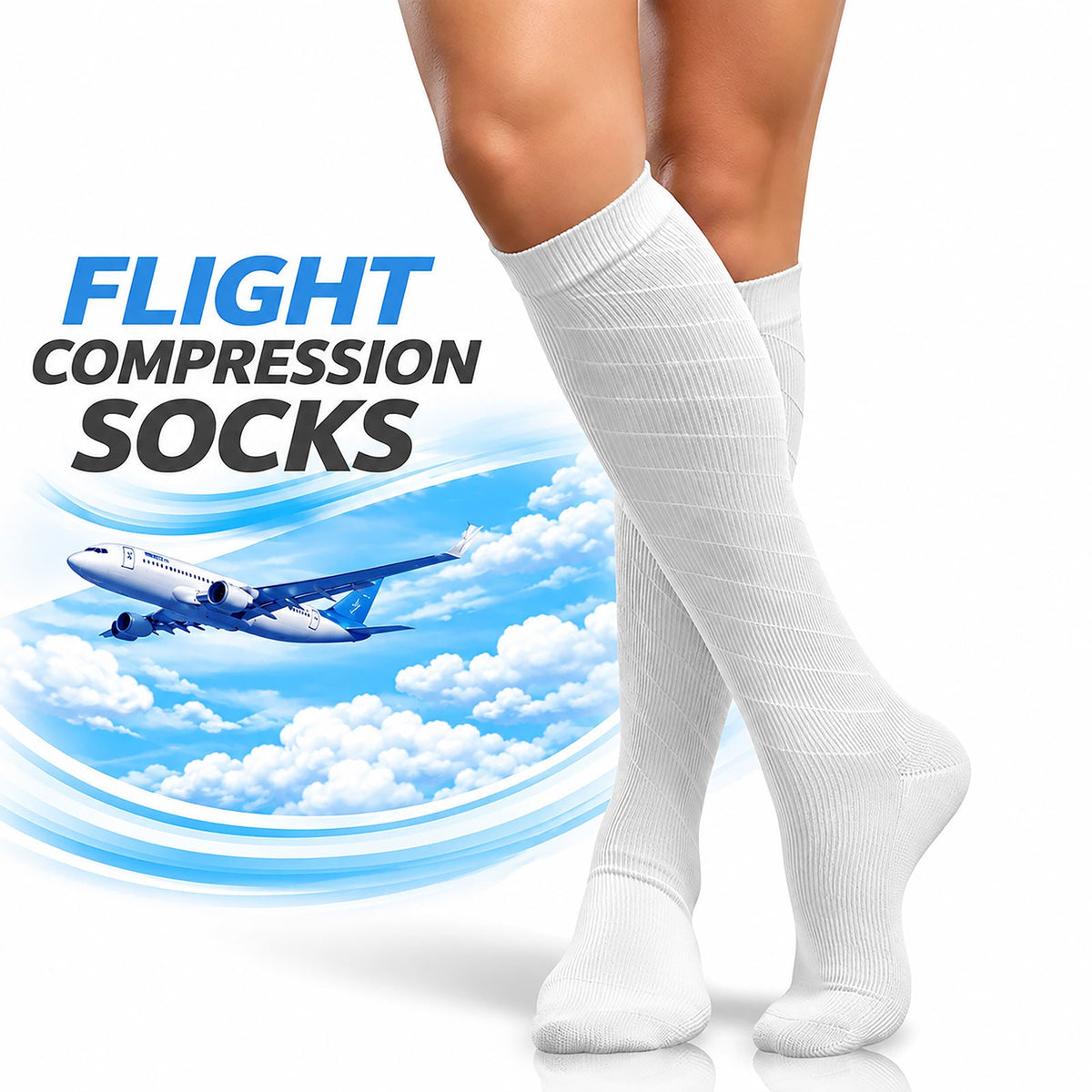 Compression Socks for Women & Men, Knee-High Flight Socks - aZengear