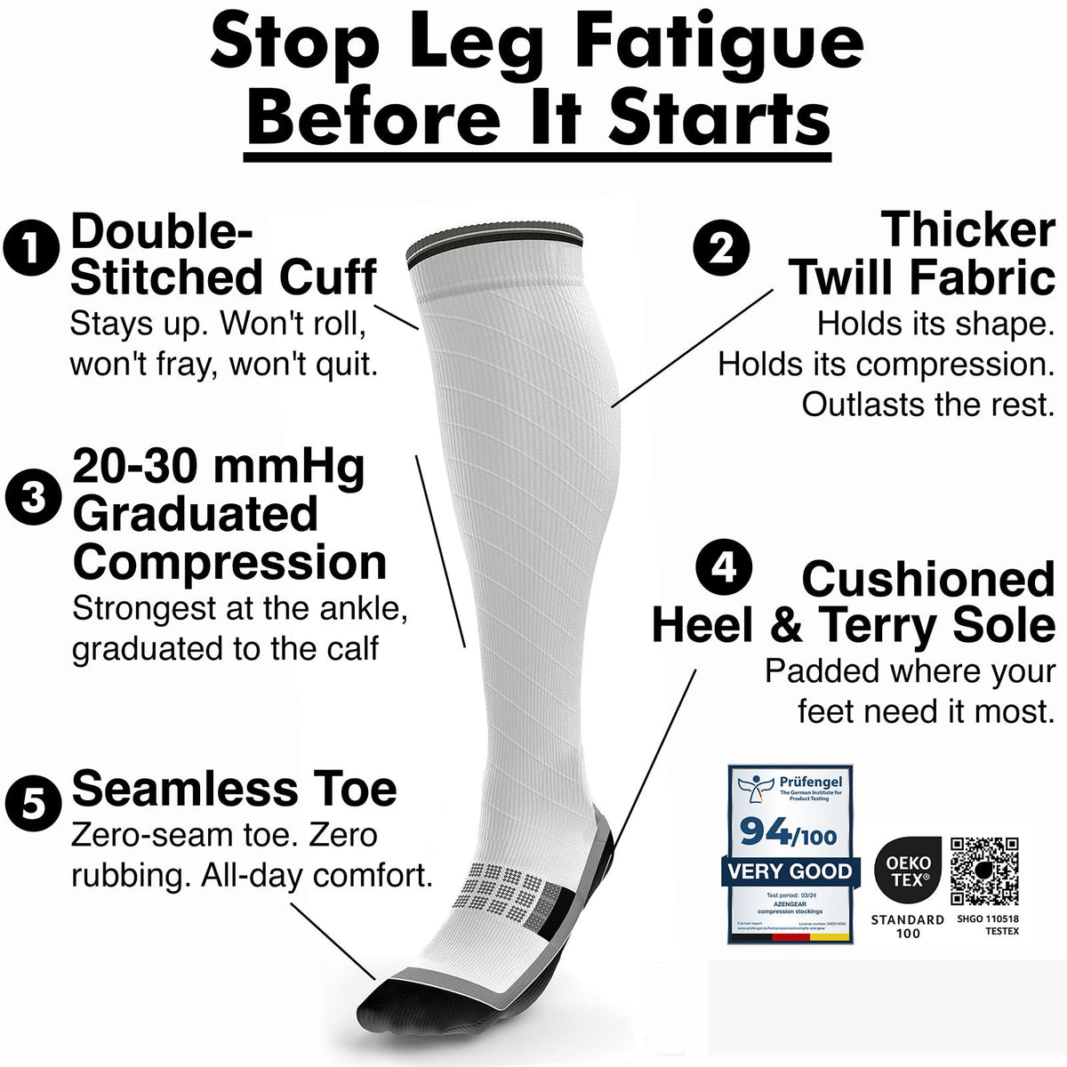 Compression Socks for Women & Men, Knee-High Flight Socks - aZengear