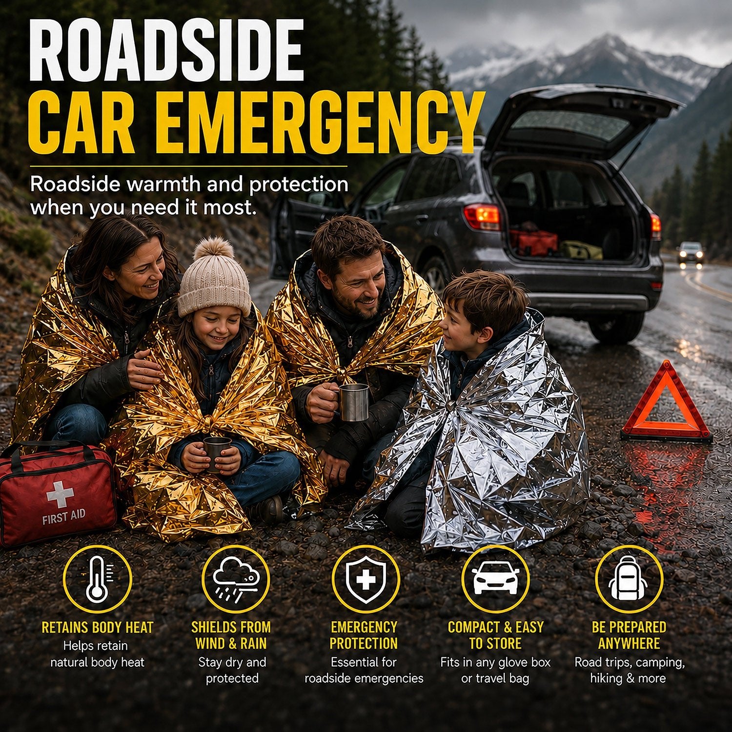Emergency Rescue Foil Blankets (10 Pack), Thermal Mylar, Waterproof - aZengear