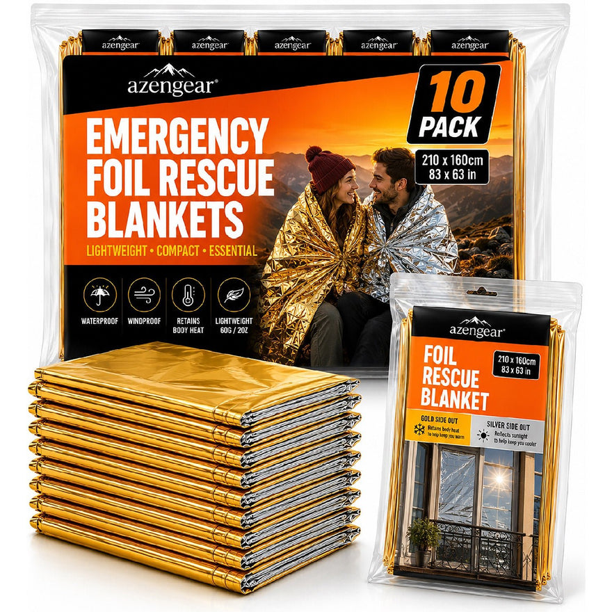 Notfall-Rettungsfolien (10er-Pack), thermisches Mylar, wasserdicht