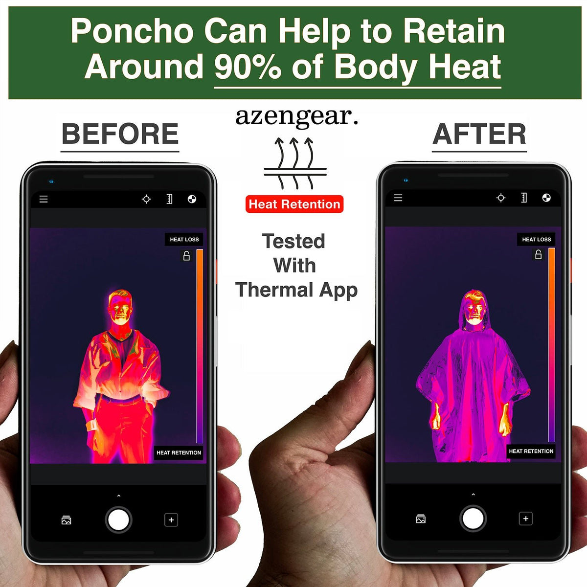 Emergency Survival Foil Poncho (4pc), Reversible - aZengear