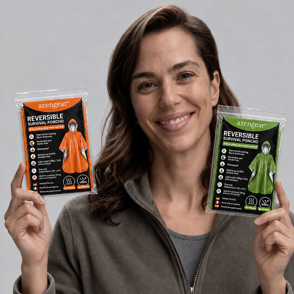 Emergency Survival Foil Poncho (4pc), Reversible - aZengear