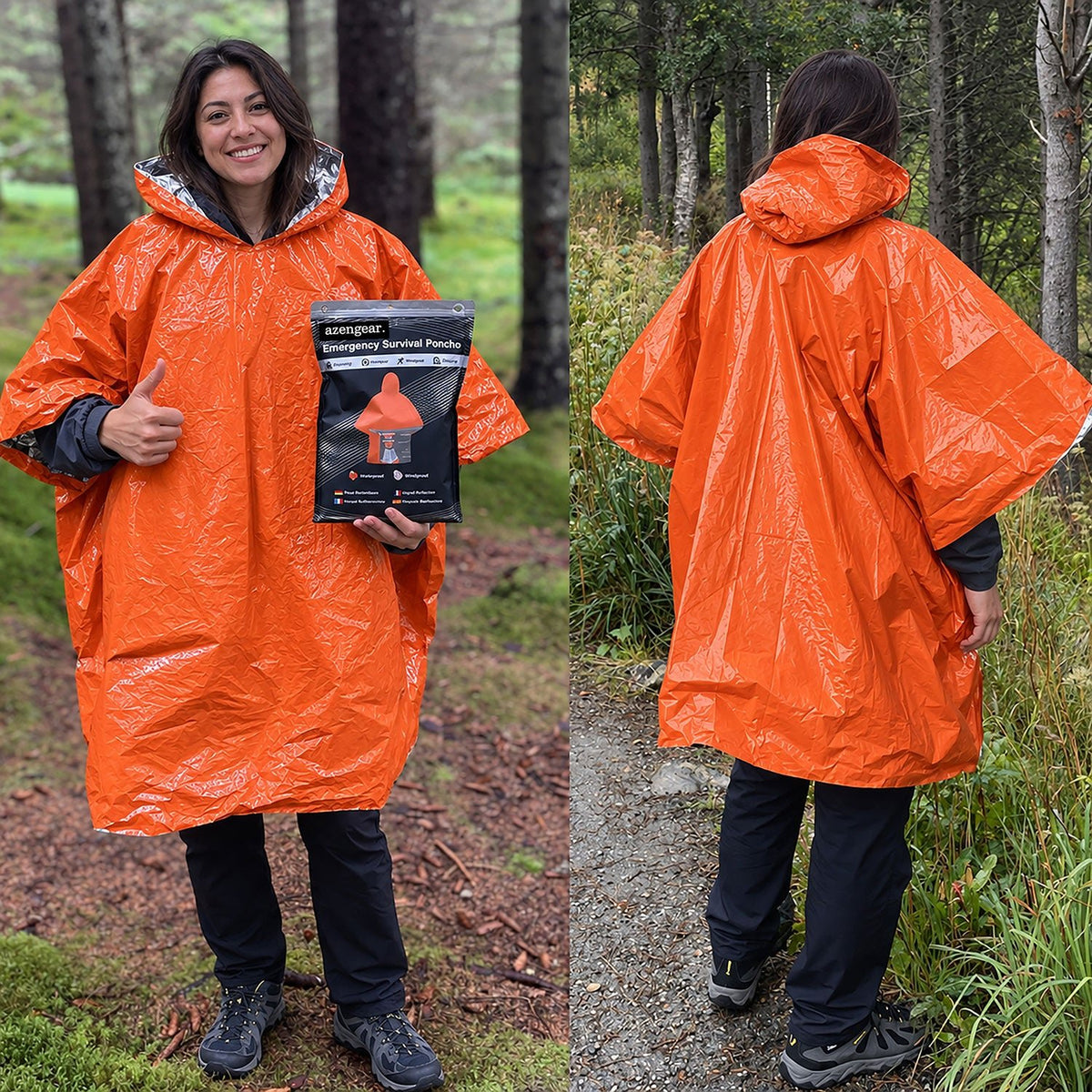 Emergency Survival Foil Poncho (4pc), Reversible - aZengear