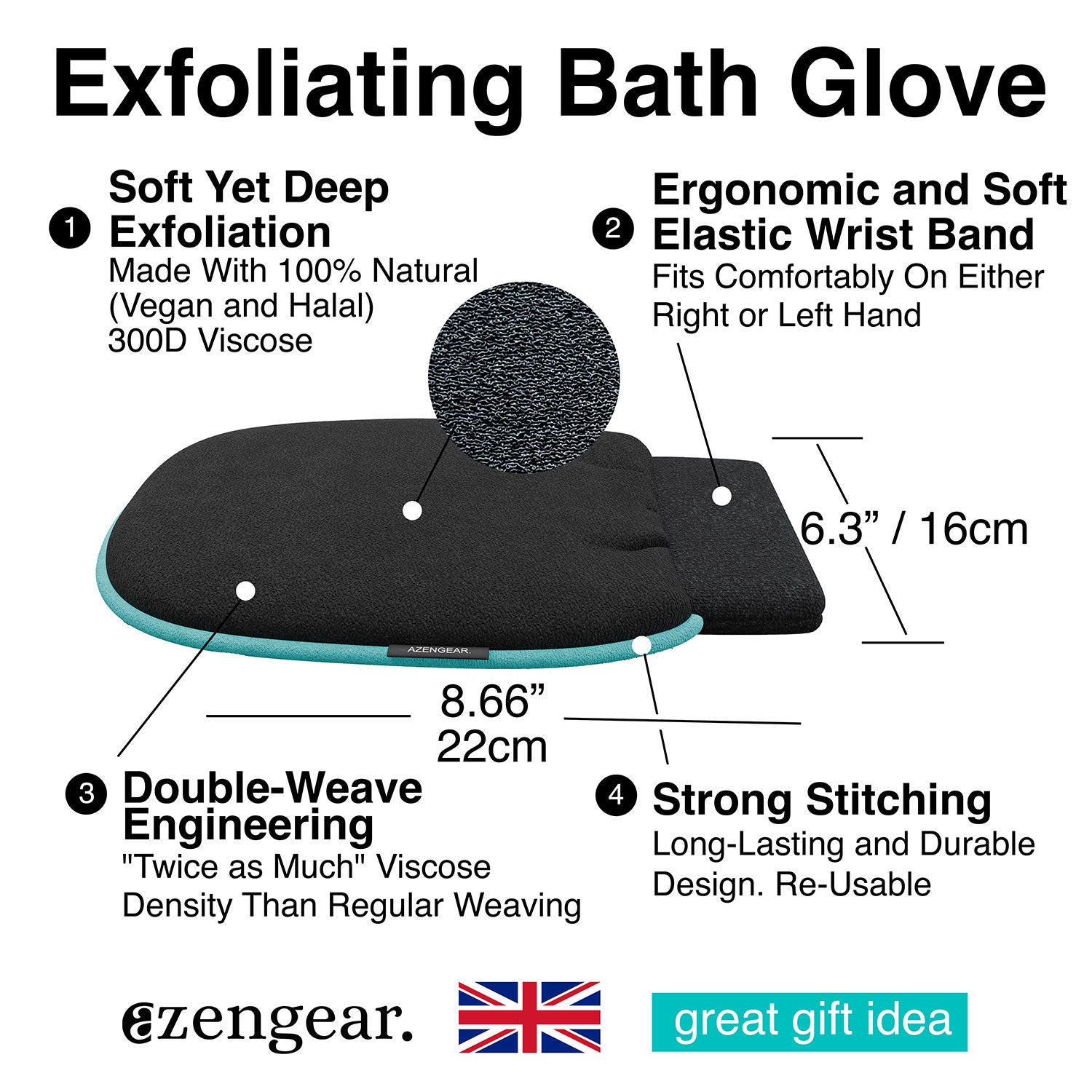 Exfoliating Bath Glove (Pair) - aZengear