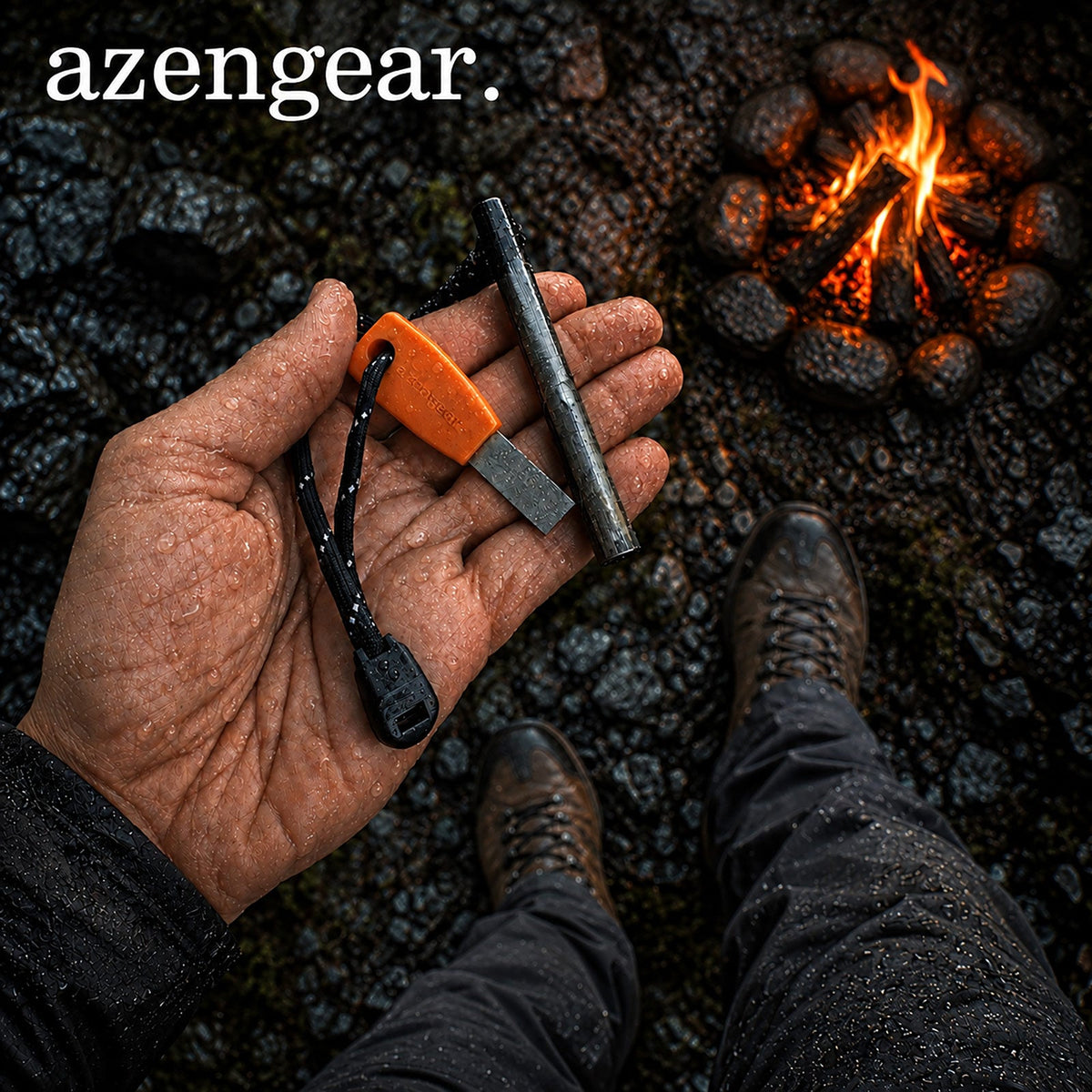Ferro Rod, Firesteel, Fire Starter Kit (10cm x ⌀1cm) - aZengear