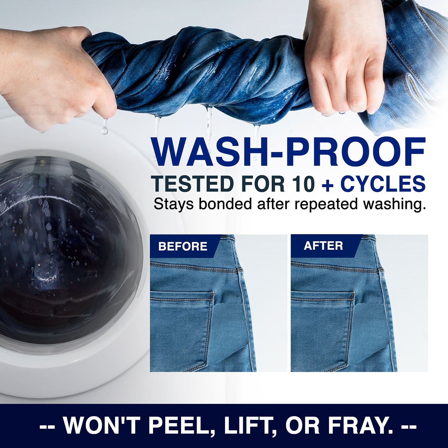 Iron - On Denim Repair Patches for Jeans (10 Pack) - 100% Cotton Heavy Duty, Wash - Proof - aZengear