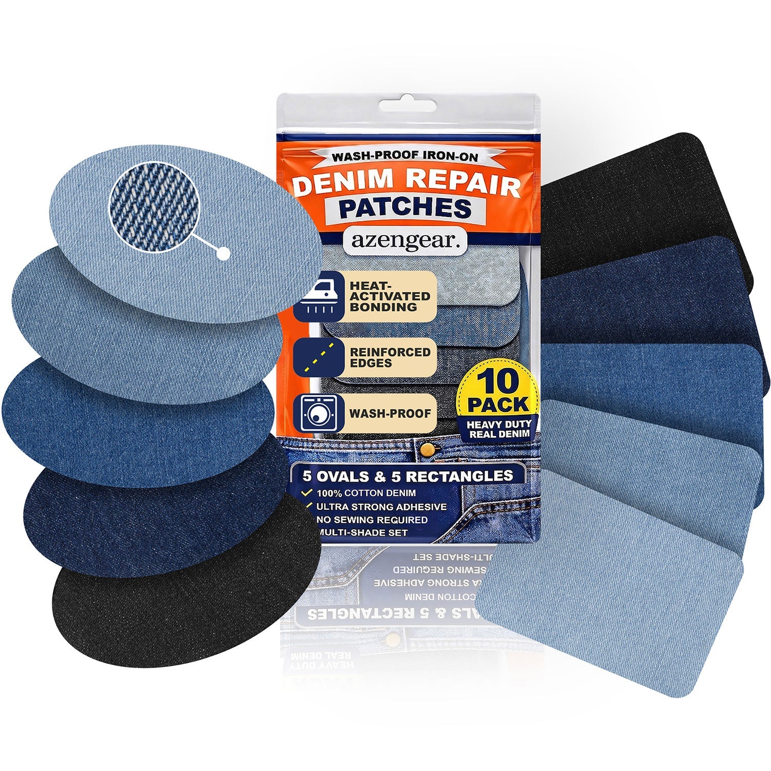 Iron On Denim Repair Patches Jeans 100% Cotton Heavy Duty Wash Proof