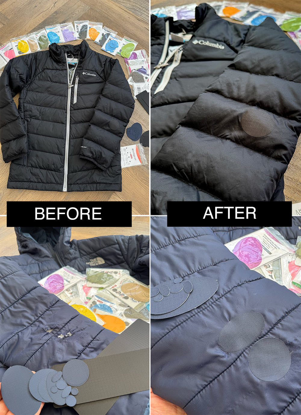 Tear-Heat-Cold Resistant repair patches for down jackets, puffer coats from aZengear