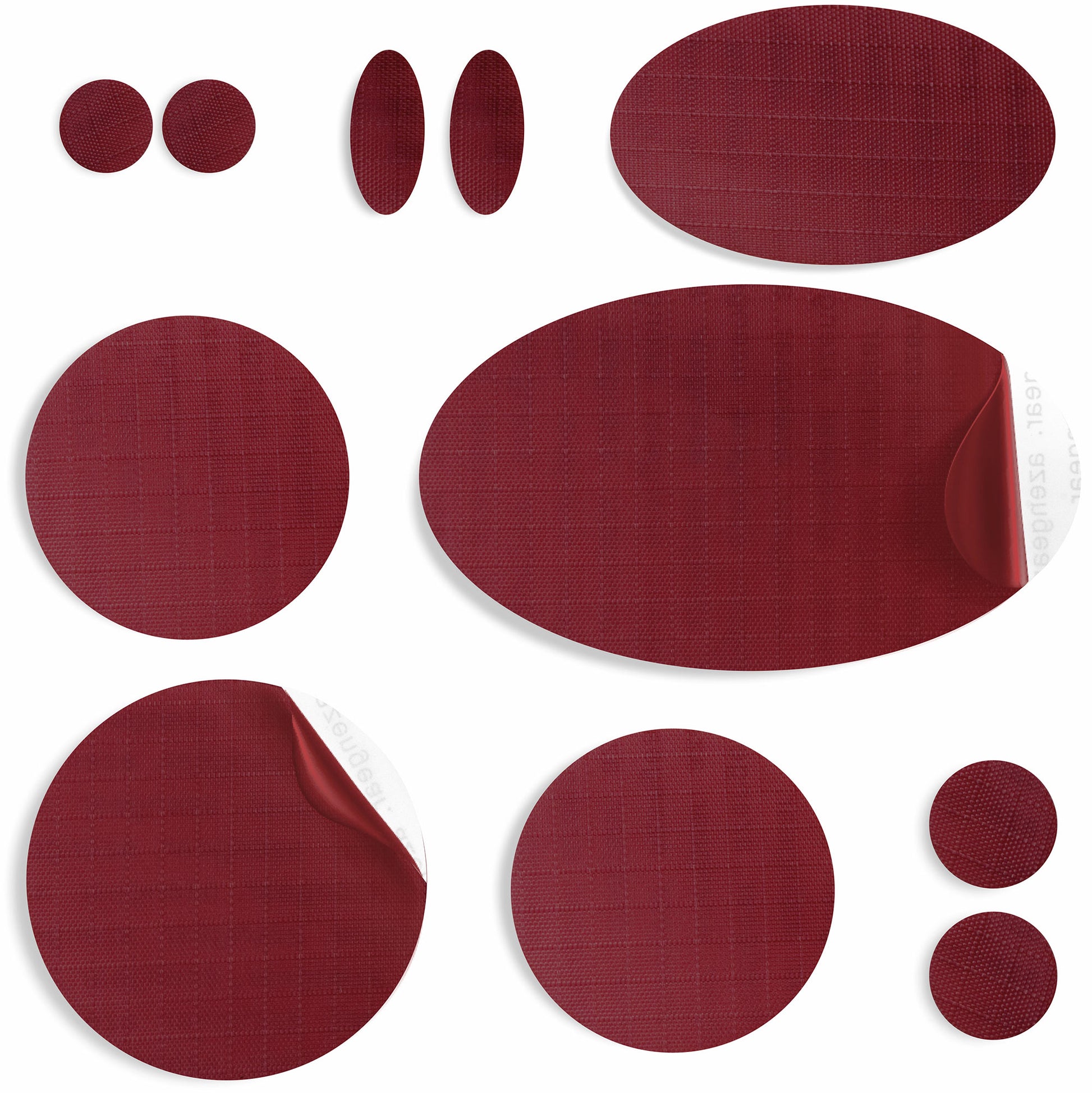 Burgundy Puffer Jacket Repair Patches | Waterproof, Pre-Cut, Self-Adhesive, Tear-Resistant (11 Pieces)