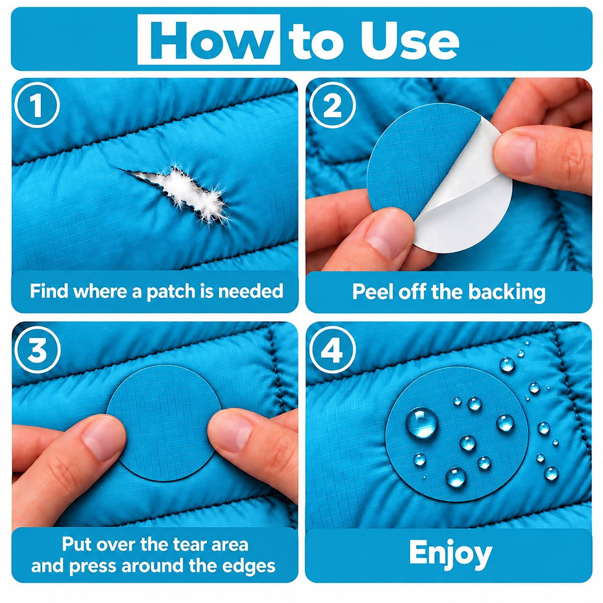 Self-Adhesive Puffer Jacket Repair Patches (30+ Colours) - aZengear