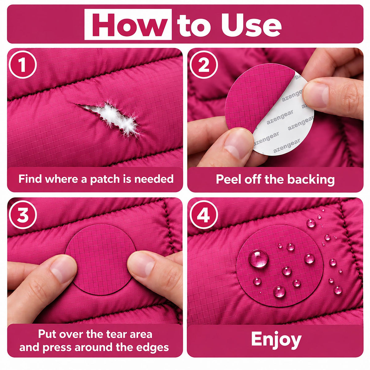 Self-Adhesive Puffer Jacket Repair Patches (30+ Colours) - aZengear