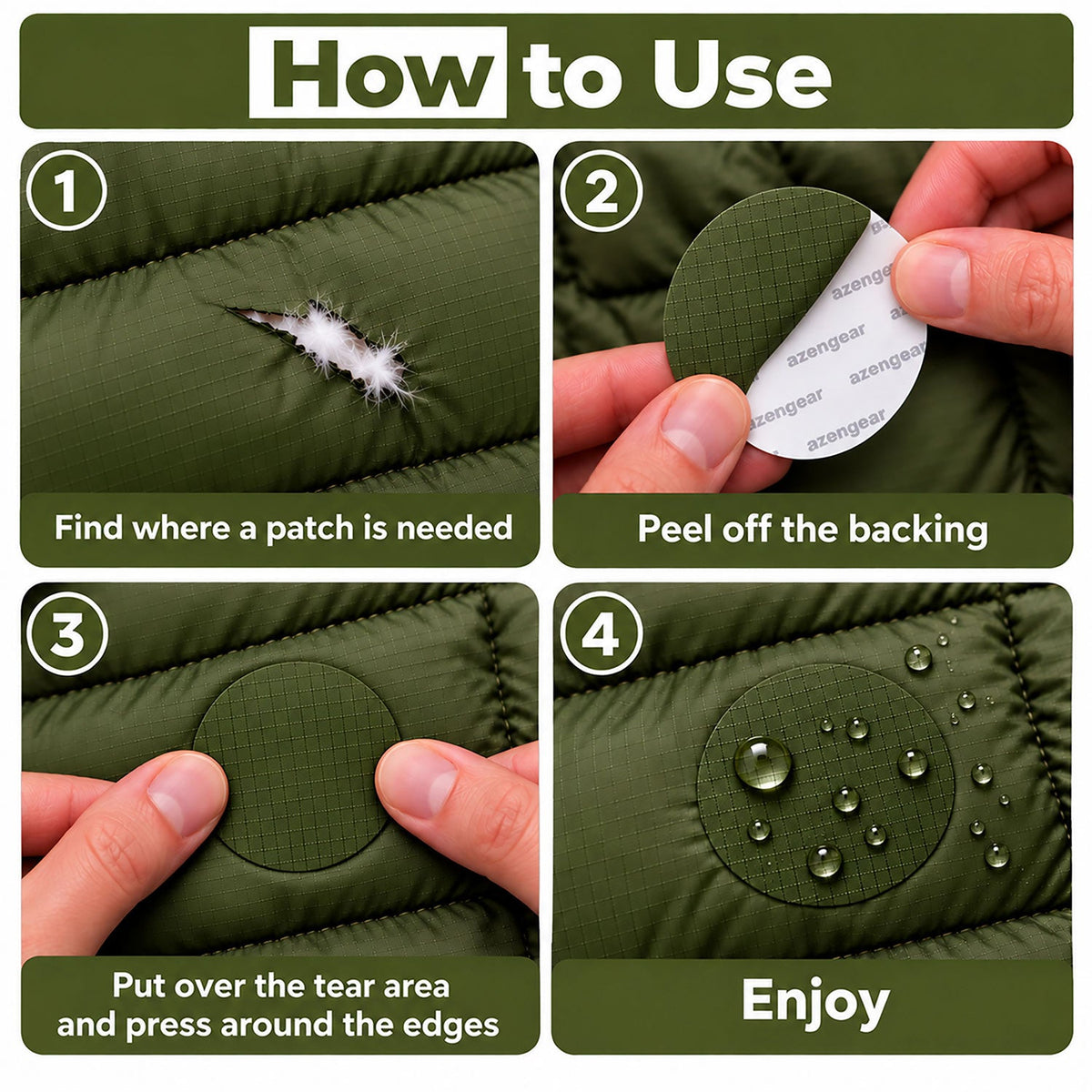 Self-Adhesive Puffer Jacket Repair Patches (30+ Colours) - aZengear